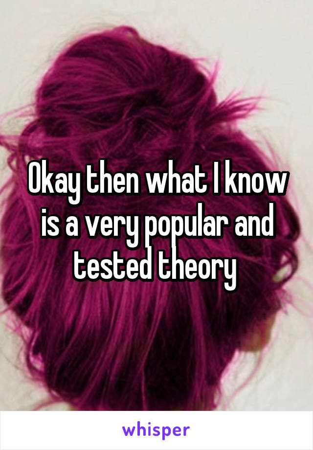 Okay then what I know is a very popular and tested theory 