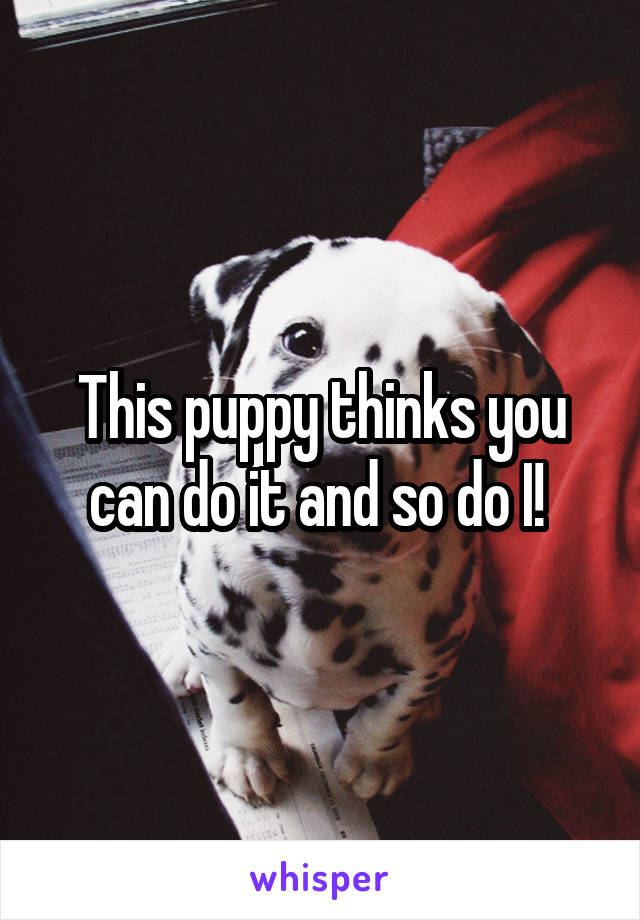 This puppy thinks you can do it and so do I! 