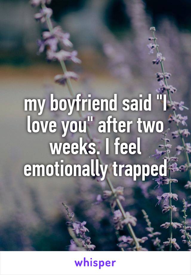 my boyfriend said "I love you" after two weeks. I feel emotionally trapped