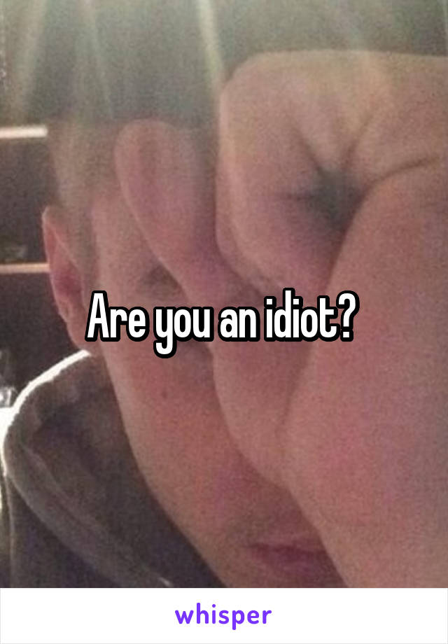 Are you an idiot? 