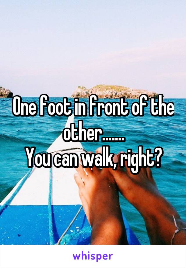 One foot in front of the other.......
You can walk, right?