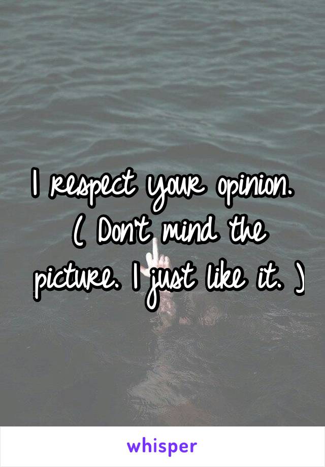 I respect your opinion.  ( Don't mind the picture. I just like it. )