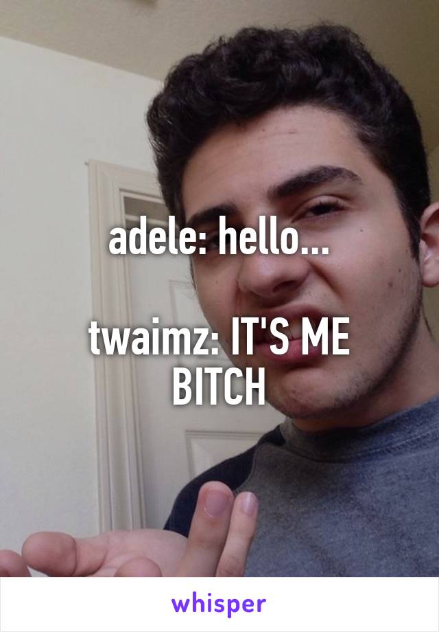 adele: hello...

twaimz: IT'S ME BITCH