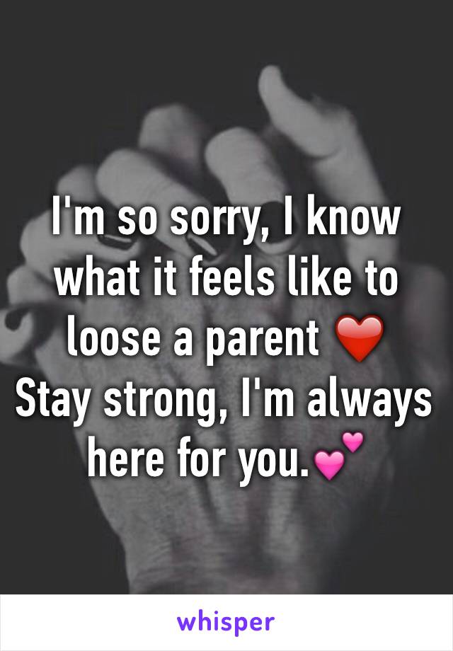 I'm so sorry, I know what it feels like to loose a parent ❤️
Stay strong, I'm always here for you.💕