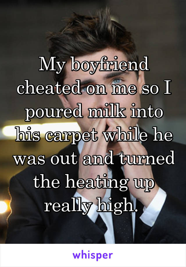 My boyfriend cheated on me so I poured milk into his carpet while he was out and turned the heating up really high. 