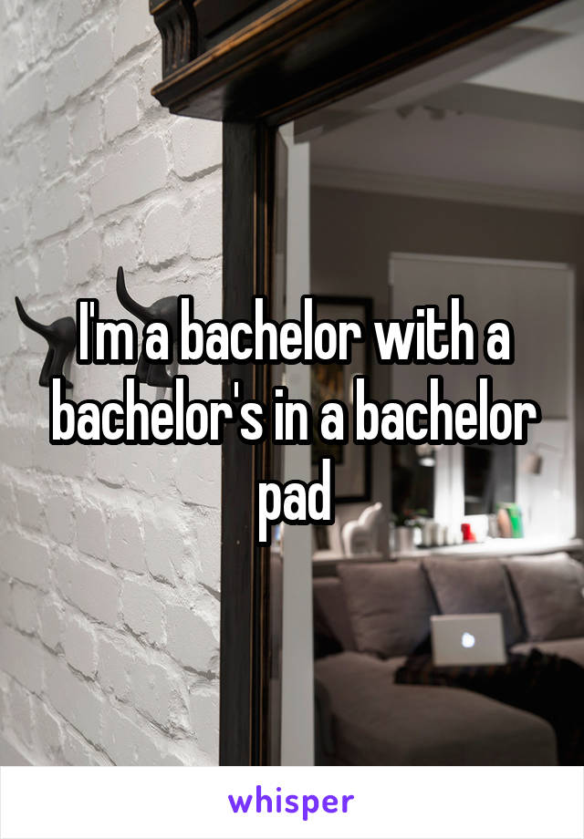 I'm a bachelor with a bachelor's in a bachelor pad