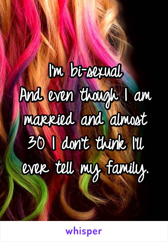 I'm bi-sexual
And even though I am married and almost 30 I don't think I'll ever tell my family.