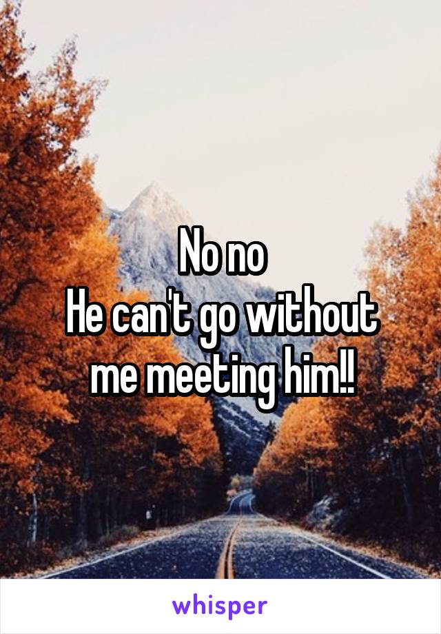 No no
He can't go without me meeting him!!