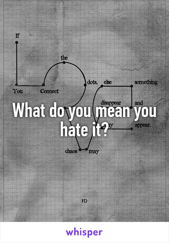 What do you mean you hate it?