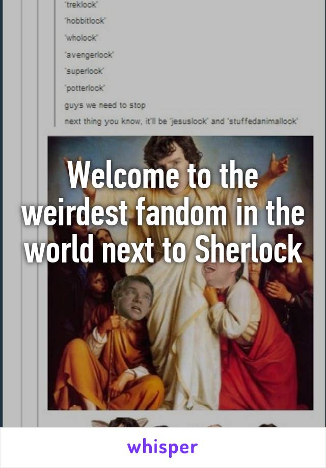 Welcome to the weirdest fandom in the world next to Sherlock 