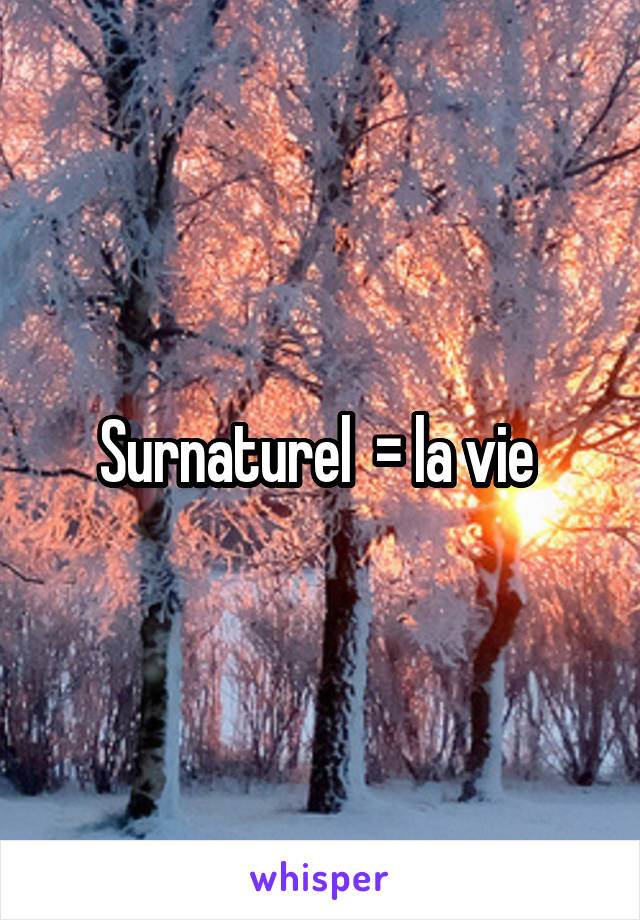 Surnaturel  = la vie 