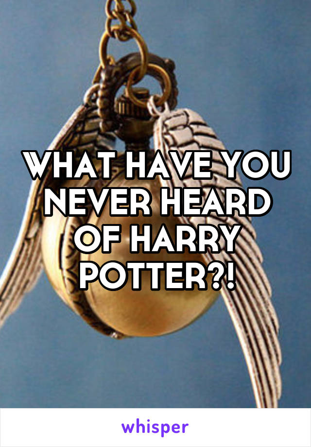 WHAT HAVE YOU NEVER HEARD OF HARRY POTTER?!