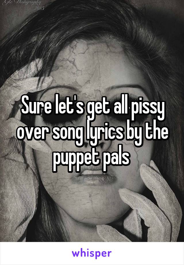 Sure let's get all pissy over song lyrics by the puppet pals 