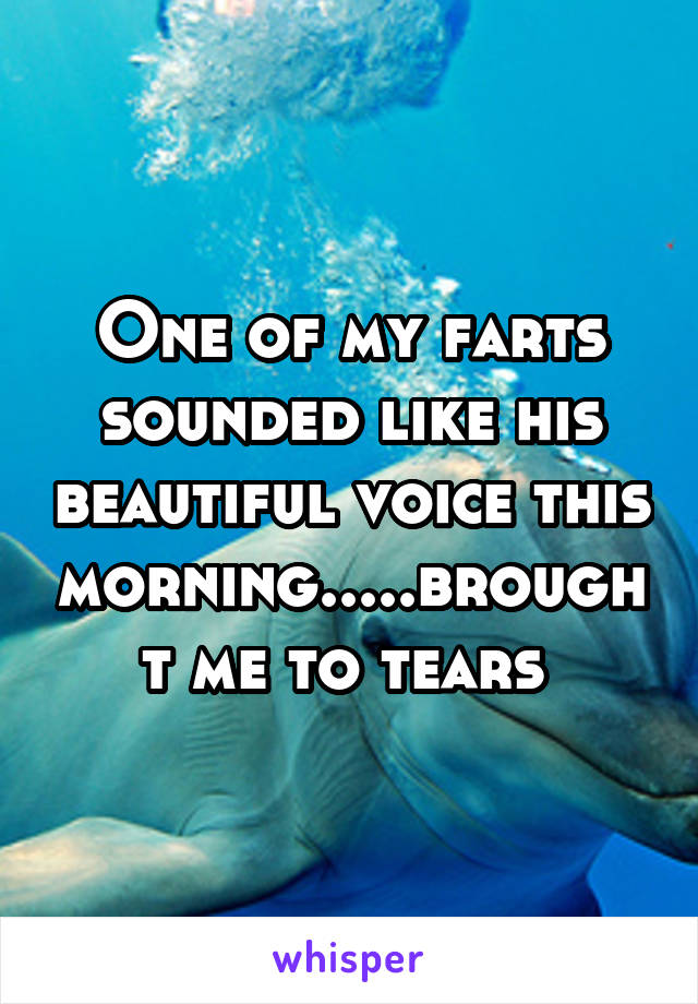 One of my farts sounded like his beautiful voice this morning.....brought me to tears 