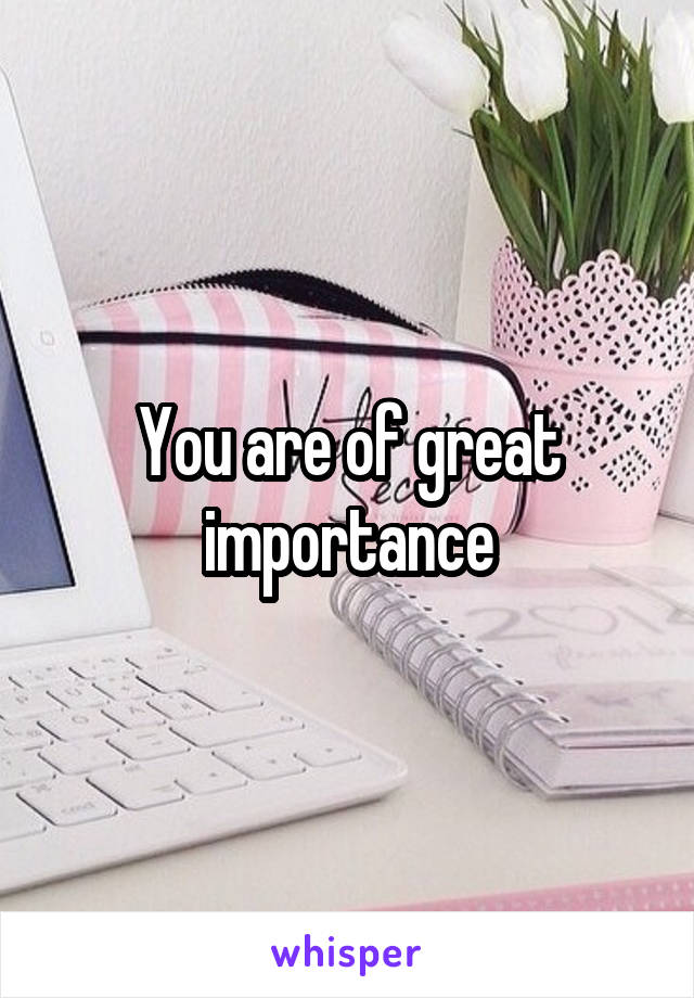 You are of great importance