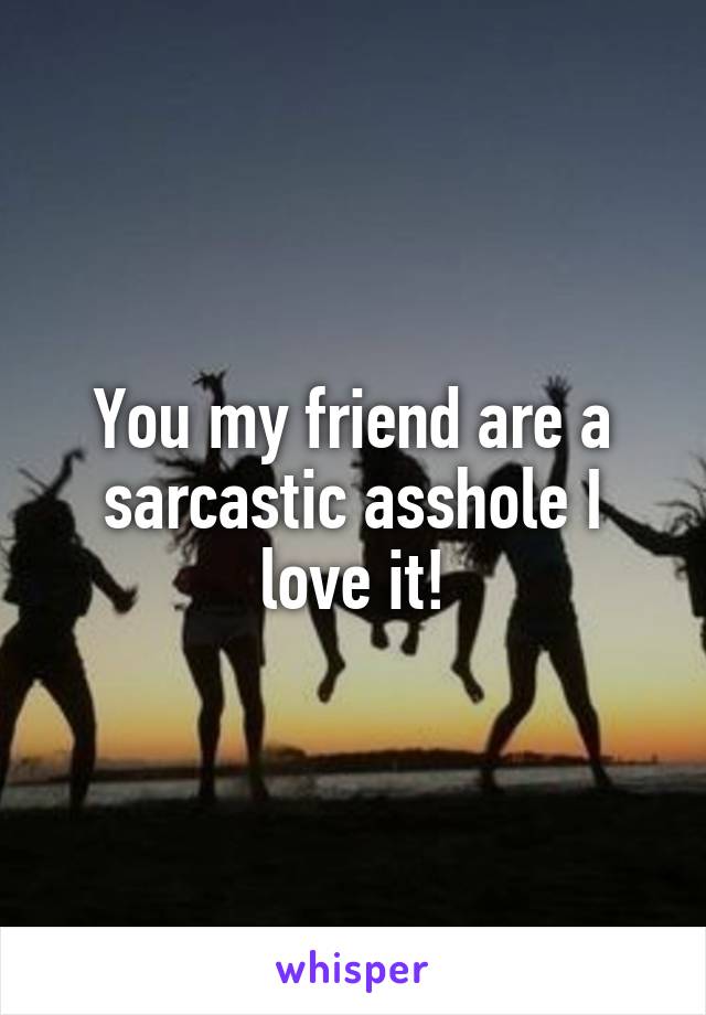 You my friend are a sarcastic asshole I love it!