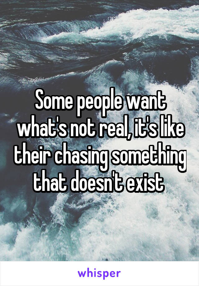 Some people want what's not real, it's like their chasing something that doesn't exist 