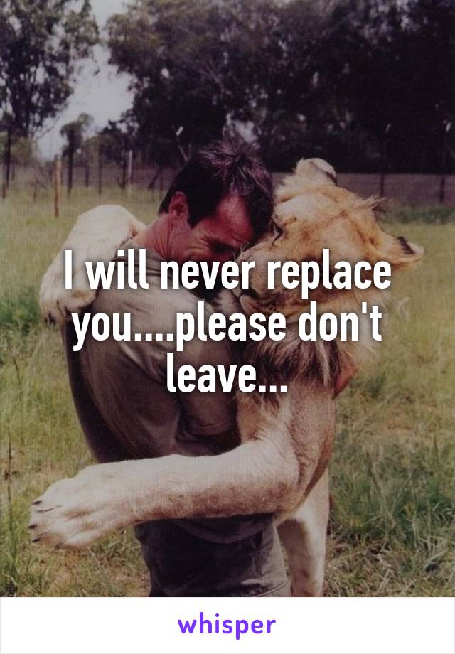 I will never replace you....please don't leave...