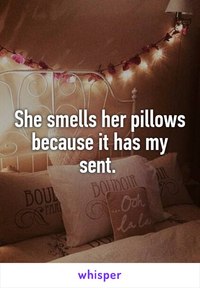 She smells her pillows because it has my sent. 