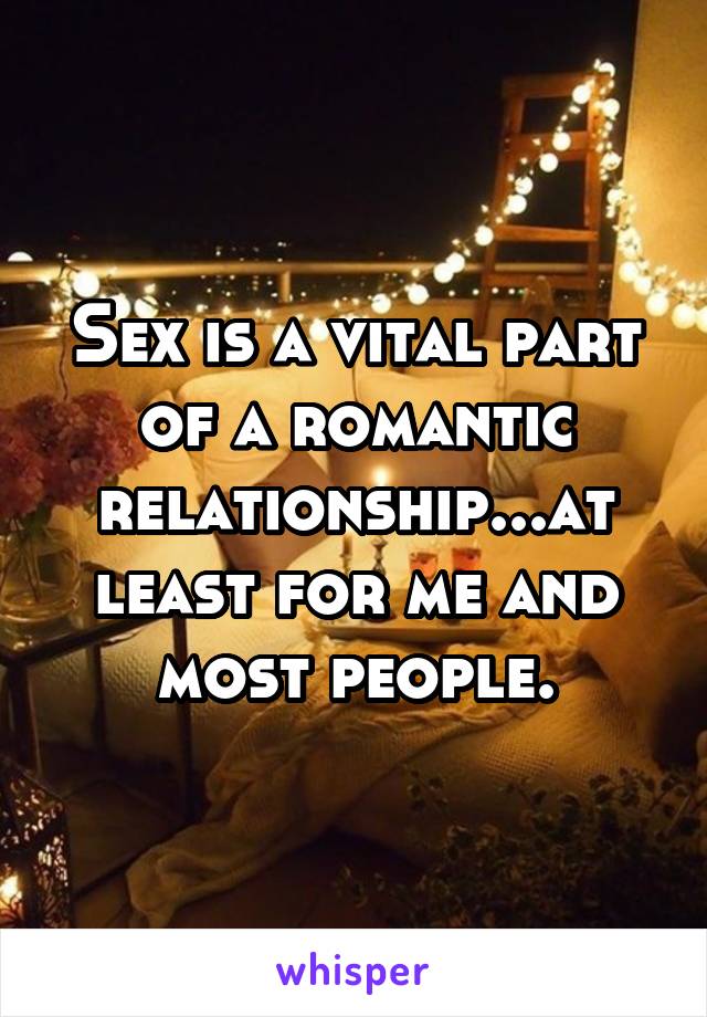 Sex is a vital part of a romantic relationship...at least for me and most people.