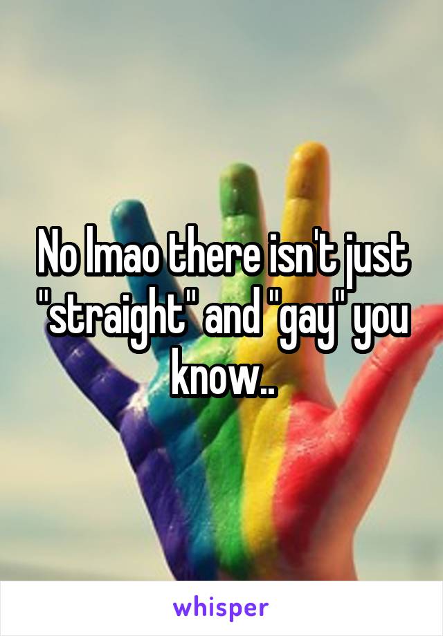 No lmao there isn't just "straight" and "gay" you know..