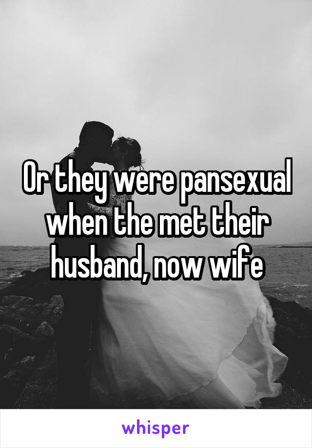 Or they were pansexual when the met their husband, now wife