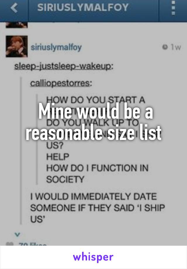  Mine would be a reasonable size list
