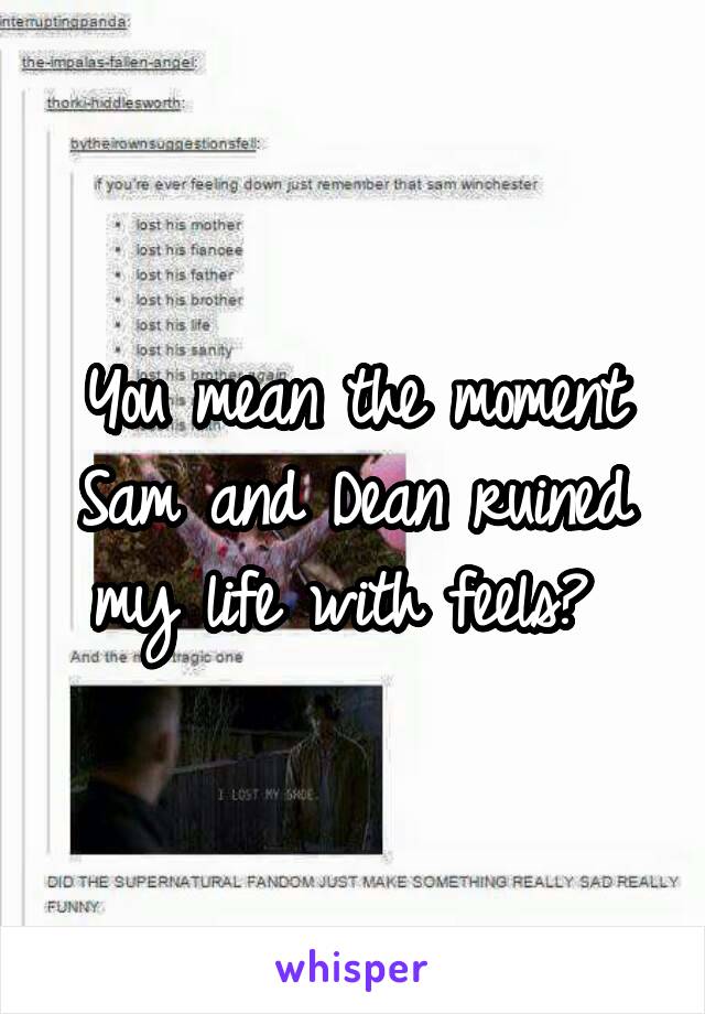 You mean the moment Sam and Dean ruined my life with feels? 