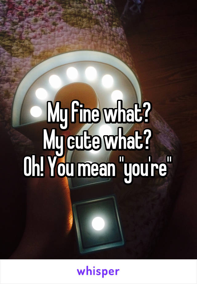 My fine what?
My cute what? 
Oh! You mean "you're" 