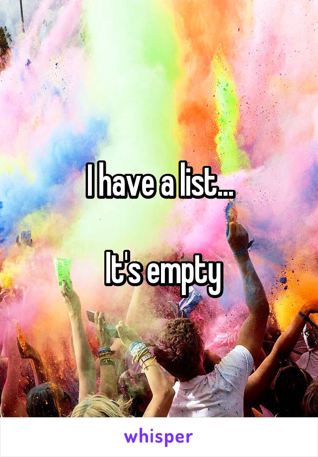 I have a list...

 It's empty