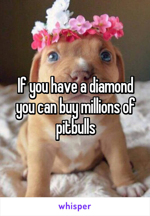 If you have a diamond you can buy millions of pitbulls