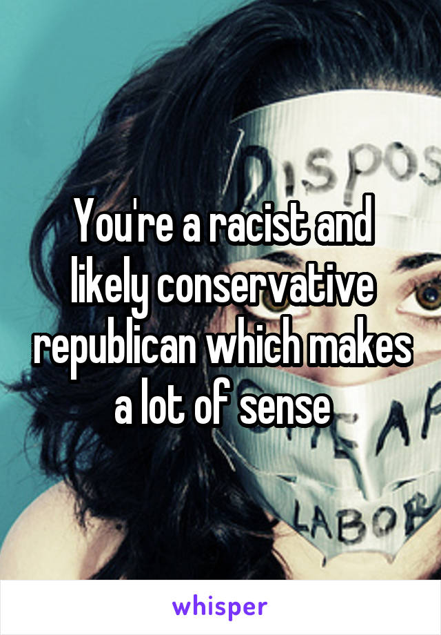 You're a racist and likely conservative republican which makes a lot of sense