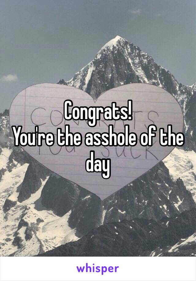 Congrats!
You're the asshole of the day 