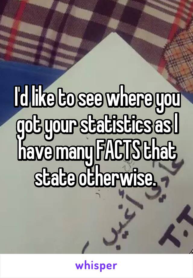 I'd like to see where you got your statistics as I have many FACTS that state otherwise. 