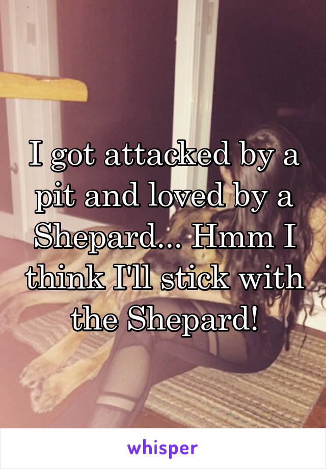 I got attacked by a pit and loved by a Shepard... Hmm I think I'll stick with the Shepard!