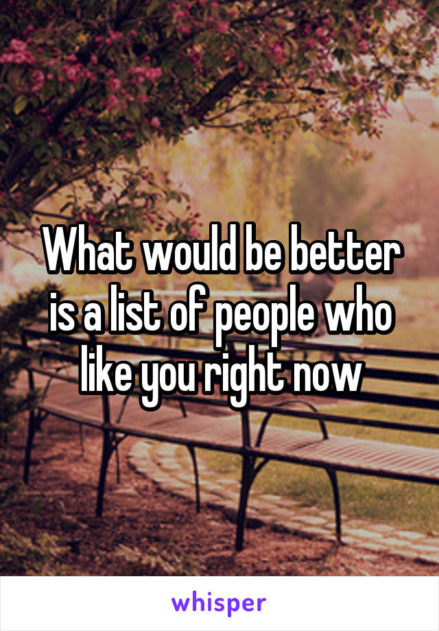 What would be better is a list of people who like you right now