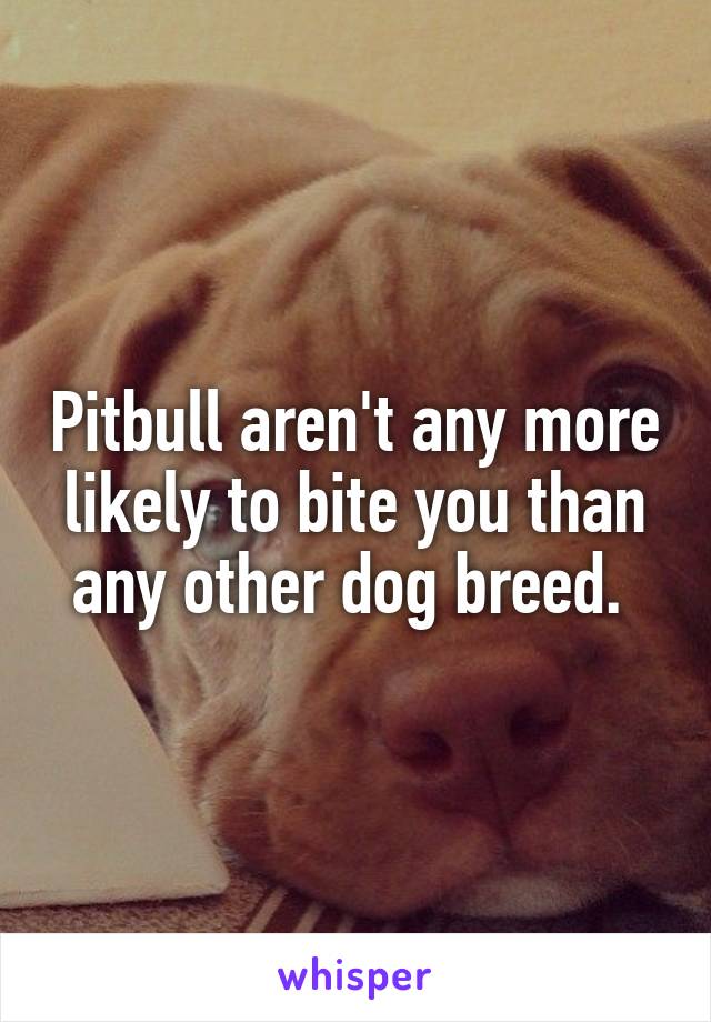 Pitbull aren't any more likely to bite you than any other dog breed. 