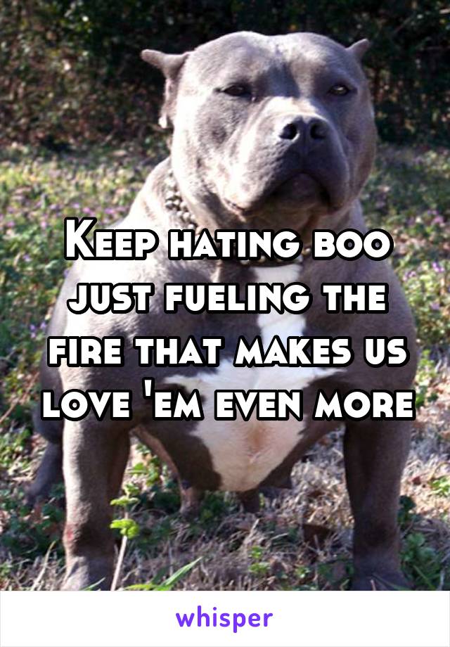 Keep hating boo just fueling the fire that makes us love 'em even more