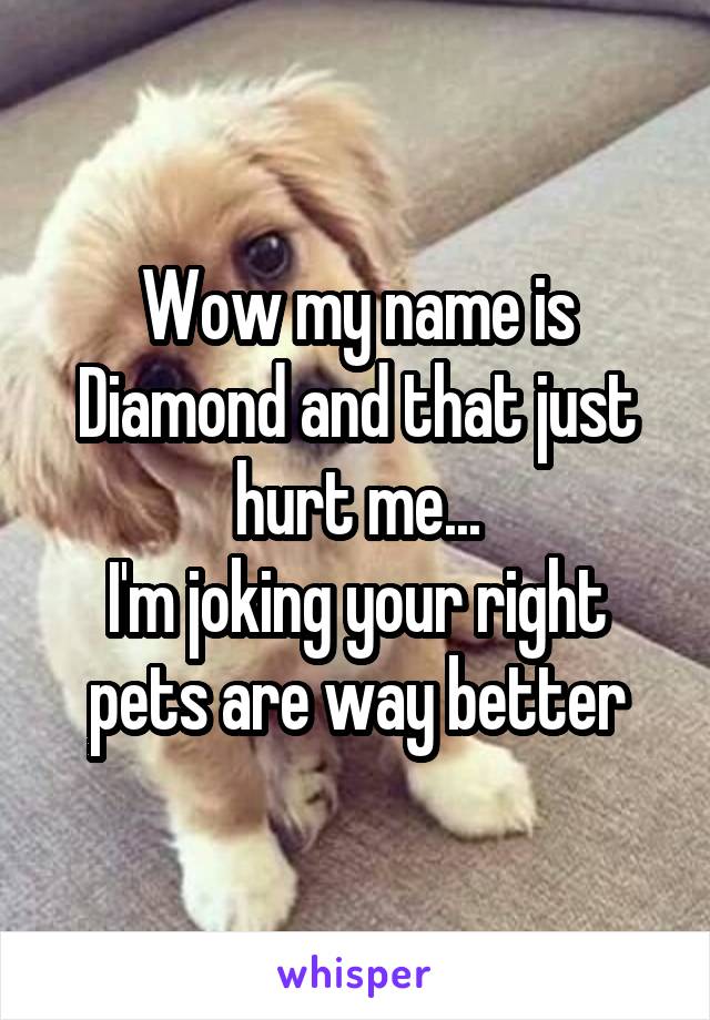 Wow my name is Diamond and that just hurt me...
I'm joking your right pets are way better