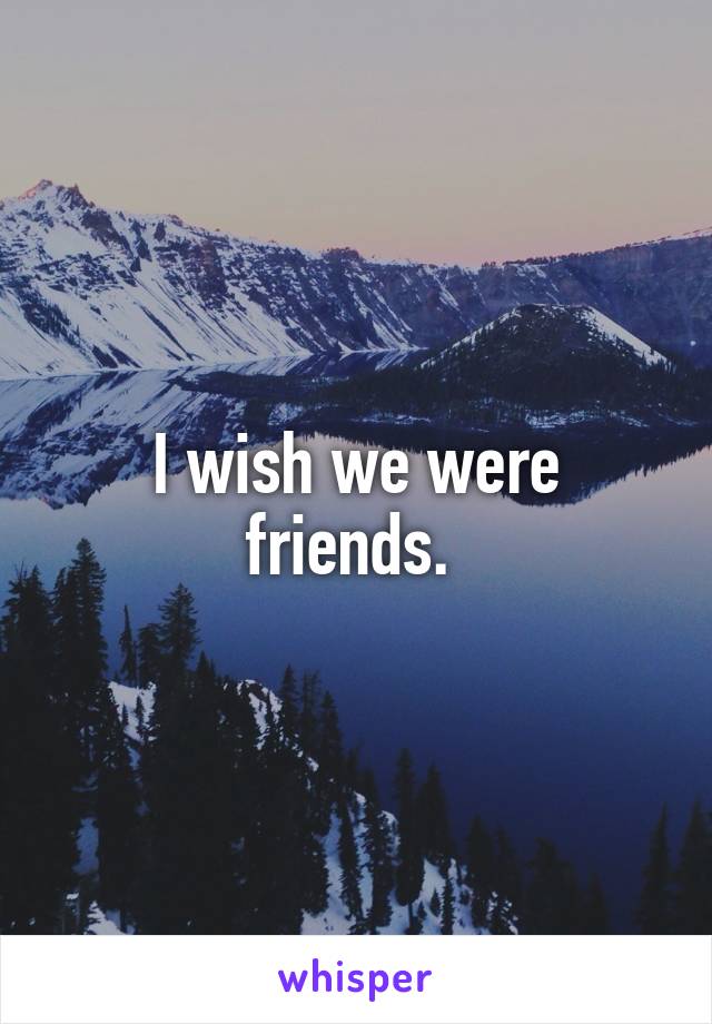 I wish we were friends. 