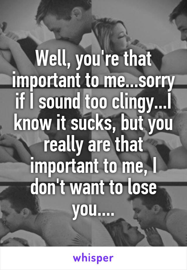 Well, you're that important to me...sorry if I sound too clingy...I know it sucks, but you really are that important to me, I don't want to lose you....