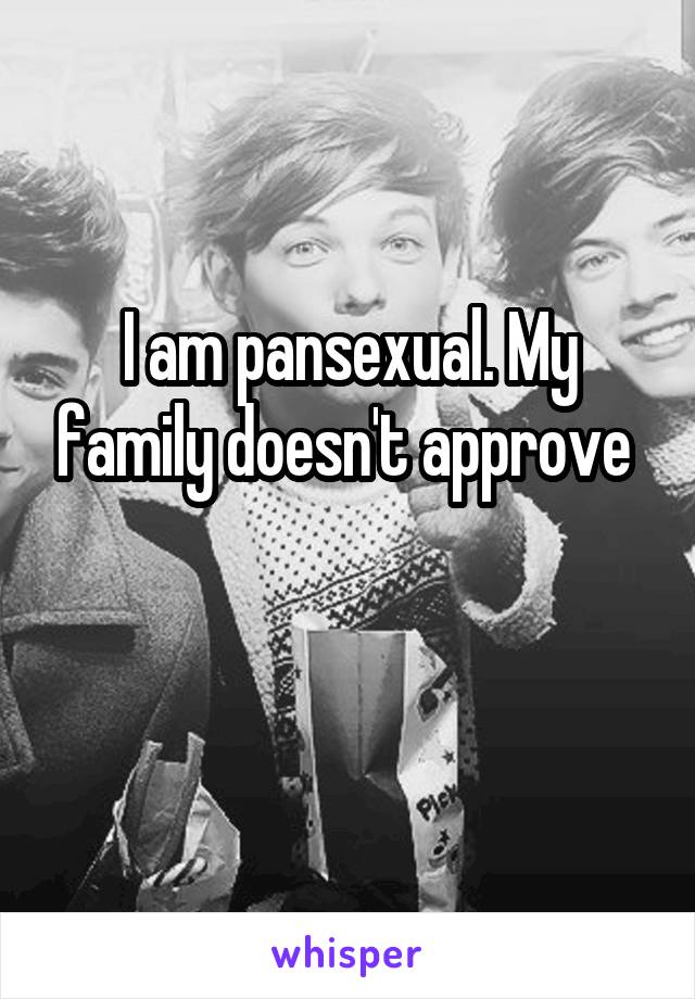 I am pansexual. My family doesn't approve 

