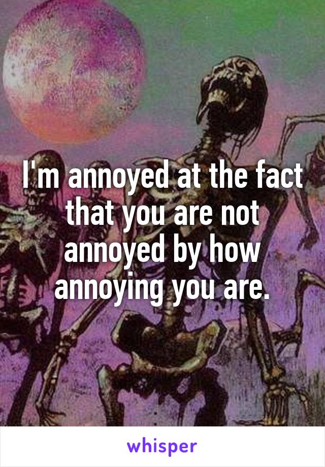 I'm annoyed at the fact that you are not annoyed by how annoying you are.