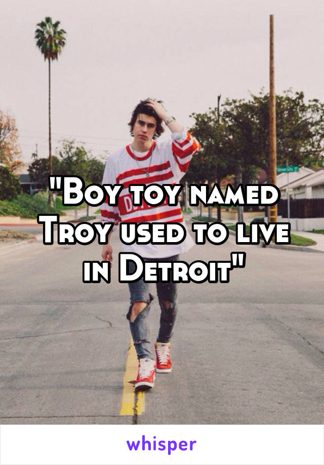 "Boy toy named Troy used to live in Detroit"