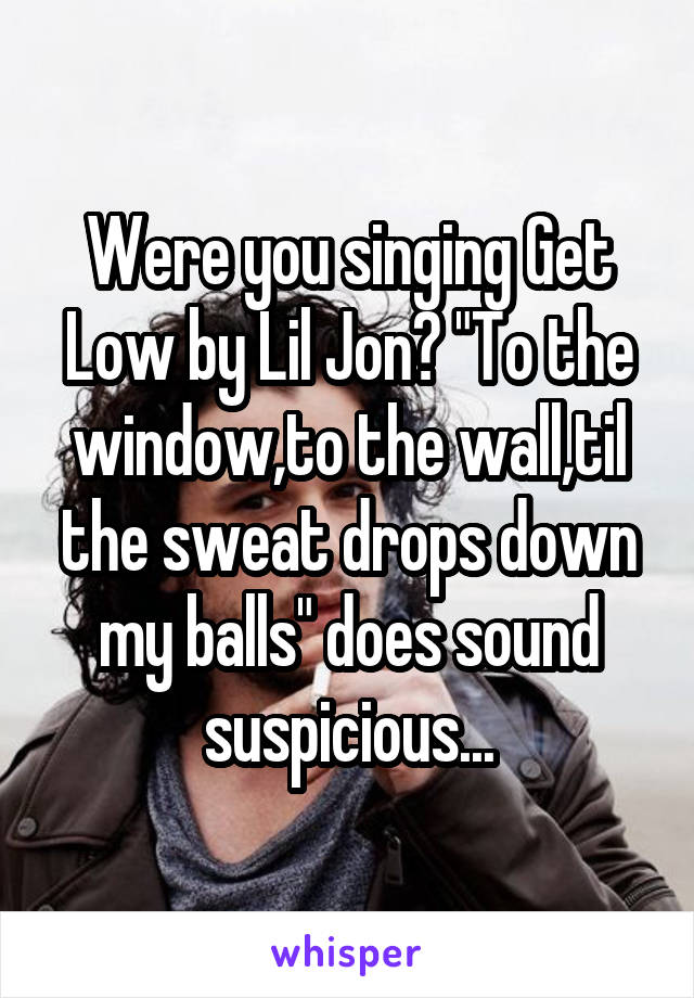 Were you singing Get Low by Lil Jon? "To the window,to the wall,til the sweat drops down my balls" does sound suspicious...