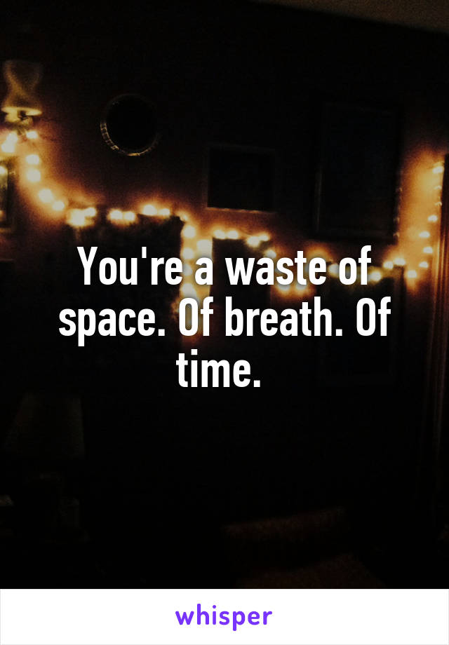 You're a waste of space. Of breath. Of time. 