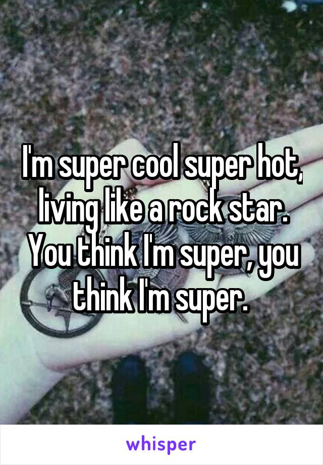 I'm super cool super hot, living like a rock star. You think I'm super, you think I'm super. 