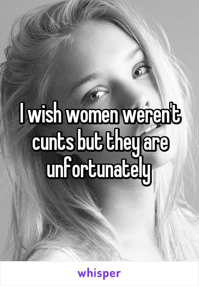 I wish women weren't cunts but they are unfortunately 