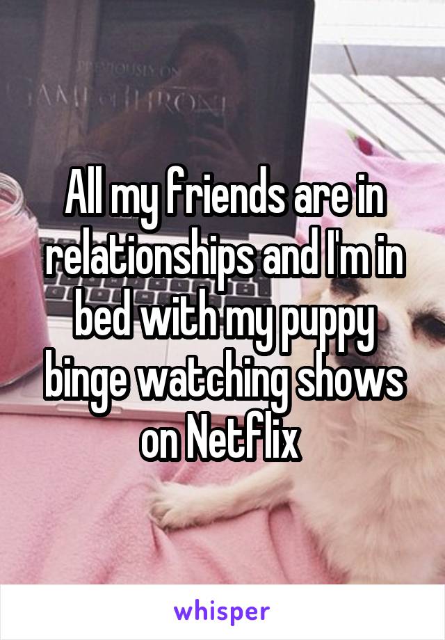 All my friends are in relationships and I'm in bed with my puppy binge watching shows on Netflix 