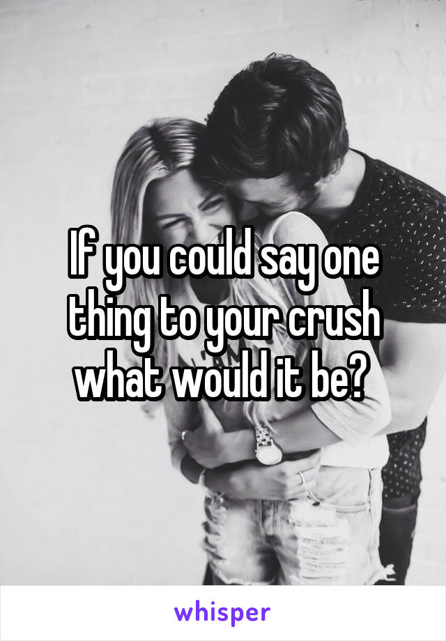 If you could say one thing to your crush what would it be? 